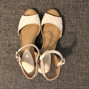 Lucky brand white lace wedges